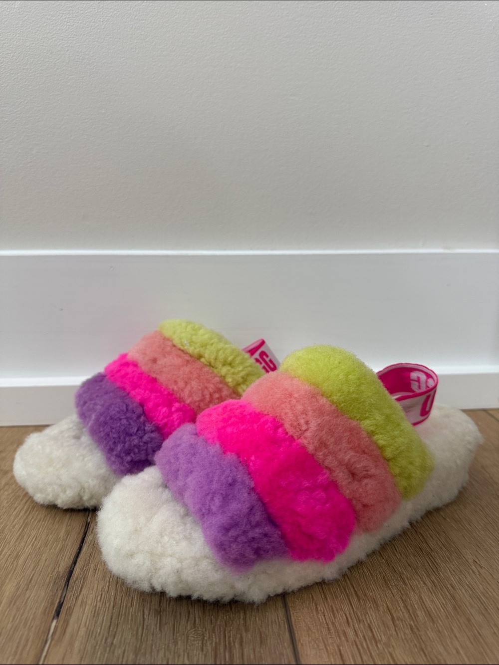 UGG Fluff Yeah Slide Slippers Multi Colored Rainbow